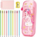 Teppc - 10 pièces crayons a papier avec gomme, crayons papier hb avec trousse licorne kawaii pour enfant ... Teppc - 10 pièces crayons a papier avec gomme, crayons papier hb avec trousse licorne kawaii pour enfant ...