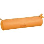Teppc - rhodia 318890c - trousse ronde orange - 21, 5 x 5, 5 cm - coutures vritables orange - intrieur ...
