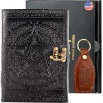 Teppc - urban leather journal en cuir noir avec pentagramme, carnet d'criture vintage, cadeau pour homme ...
