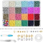 Teppd - 4000 pcs 4mm perles pour bracelet, perle lettres, kit perles avec fil pour bracelet perle, coffret ...