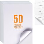 Teppd - 50 feuilles 1 etiquette par feuille papier adhsif a4 pour imprimantes (297 mm x 210 mm) papier ...