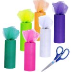 Teppd - 6 couleur tulle ruban rouleaux, rouleaux de tulle rouleau en tulle décoration et ciseaux a coudre ... Teppd - 6 couleur tulle ruban rouleaux, rouleaux de tulle rouleau en tulle décoration et ciseaux a coudre ...