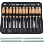 Teppd - jeu de burins a main en bois sculpt, outil de gouges pour menuiserie 12 en 1