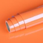 Teppd - papier adhesif pour meuble cuisine blanc orange 40cmx5m impermable revtement plan de travail ...