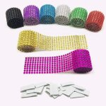 Teppd - ruban strass, 8 couleurs 8 range acrylique strass gateau, ruban auto - adhsif a crochets et ...