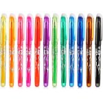Tianyi - 12 stylos a bille multicolores effaables pour effacer, multicolore 0, 5mm mine roller effaable ...