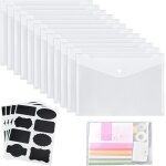 Tianyi - 12pcs pochette porte document a5 poche transparente - bouton pression - pour documents - avec ...