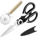 Tianyi - 2 pices ciseaux cuisine, ciseaux de cuisine set avec roulette pizza et ciseau cuisine, pizza ...