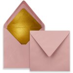 Tianyi - lot de 25 enveloppes a lettre, carres, 15, 5 x 15, 5 cm, vieux rose, doubles de papier dor, ...