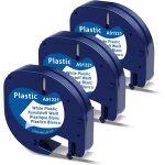 Tianyi - 3x ruban pour etiqueteuse compatible avec dymo letratag ruban plastique 12mm x 4m noir sur blanc, ... Tianyi - 3x ruban pour etiqueteuse compatible avec dymo letratag ruban plastique 12mm x 4m noir sur blanc, ...