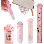 Tianyi - lot de 4 articles papeterie en forme de patte de chat mignonne, taille - crayon kawaii, gomme, ... Tianyi - lot de 4 articles papeterie en forme de patte de chat mignonne, taille - crayon kawaii, gomme, ...