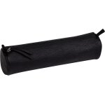 Tianyi - 8325c - trousse scolaire ronde en cuir noir vieilli Ø5, 5x22 cm en vritable cuir d'agneau ...
