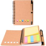 Tianyi - cahier de note journal a6 avec stylo et notes autocollantes, kraft paper spiral notebook mini ...