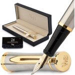 Tianyi - ensemble stylo plume, plume courbée dorée 18 carats, comprend 24 cartouches d'encre, convertisseur ... Tianyi - ensemble stylo plume, plume courbée dorée 18 carats, comprend 24 cartouches d'encre, convertisseur ...