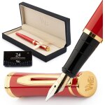 Tianyi - ensemble stylo plume, pointe large dorée 18 carats, comprend 24 cartouches d'encre, convertisseur ... Tianyi - ensemble stylo plume, pointe large dorée 18 carats, comprend 24 cartouches d'encre, convertisseur ...