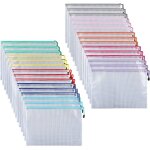 Tianyi - ipow 30 pcs a6 pochette a document / sac de fichier en plastique pvc mesh zip classeur dossier ...