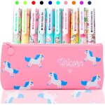 Tianyi - licorne trousse avec 10 couleurs stylo gel cadeau pour enfants filles age 3 4 5 6 7 8 9 10 ans, ...