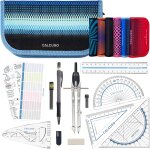 Tianyi - set de gomtrie pro en trousse bleue avec compas, rgle, rapporteur et equerre u2013 pour ecole, ...