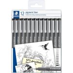 Tianyi - staedtler - feutres fins - lot de 12 stylos a encre pigmente noir - 308 - 9 tb12