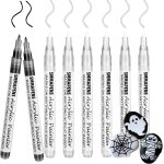 Tianyi - stylos de peinture acrylique noir et blanc pour roche, bois, tissu, verre, toile, 8pack (6 blancs ...