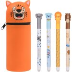 Tianyi - trousse a crayons et 4 stylos gel effaable, jolie trousse d'cole en silicone verticale motif ...