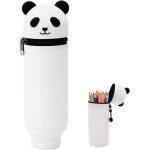 Tianyi - trousse ecole 2 en 1 en silicone souple kawaii panda pochette de stylo, trousse silicone verticale ...