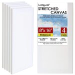 Toile tendue de 8x16 pouces, 4 paquets de 4, vierge, professionnelle, profil 5 / 8 pouces, sans acide ...