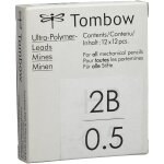 Tombow lot de 12 etuis de 12 mines pour porte - mine pointe calibre 0, 5 mm duret 2b