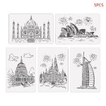 Tour de voilier 21x29cm, 5 pi�ces / ensemble, bricolage, pochoirs, peinture murale, scrapbook, coloration, ...