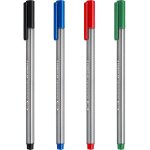 Triplus 334 lot de 4 stylos a pointe fine pointe superfine 0, 3 mm noir / bleu / rouge / vert