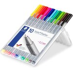 Triplus fineliner, feutres a pointe extra - fine pour ecriture et contours, etui chevalet avec 10 couleurs ...