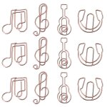 Trombones en forme de note de musique couleur or rose � lot de 12 pour organiser photos, notes et documents ...