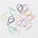 Trombone mtallique en forme de goutte d'eau, 12 pices / paquet, 6 couleurs, signet, papeterie scolaire ...