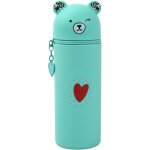 Trousse 2 en 1 en silicone verticale, cartoon trousse porte - stylo de table kawaii, ours trousse a crayons ...