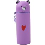 Trousse 2 en 1 en silicone verticale, cartoon trousse porte - stylo de table kawaii, ours trousse a crayons ...