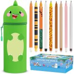 Trousse 2 - in - 1 - silicone - stylos a encre gel effaables, kawaii, fermeture eclair en silicone, ...