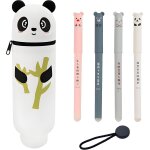 Trousse avec 4 stylos a bille, blanc. , tient le bambou