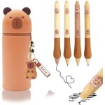 Trousse avec 6 stylo & porte - cls, trousse 2 en 1 en silicone souple, pochette stylo, carton trousse ...