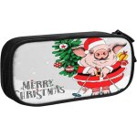 Trousse cochon p�re no�l rouge costume, grande capacit� grande pochette porte - stylo