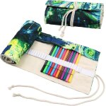 Trousse a crayons a 72 trous, pencil case pour les etudiants artistes, trousse crayon de couleur enroulable, ...