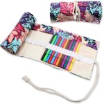 Trousse a crayons a 72 trous, pencil case pour les etudiants artistes, trousse crayon de couleur enroulable, ...