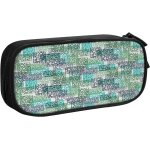 Trousse a crayons beige g�om�trique g�om�trique, grande capacit� grande pochette porte - stylo