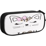 Trousse a crayons beige a pois dcoratifs, grande capacit grande pochette porte - stylo