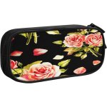 Trousse a crayons bouquet de ptales de roses roses, grande capacit grande pochette porte - stylo