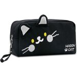 Trousse  crayon chat pour filles garons, trousse scolaire grande capacit avec 3 compartiments pour ...