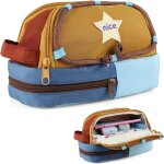 Trousse crayon de couleur, trousse scolaire, 23 * 12 * 14cm plumier grande capacit avec 3 compartiments ...