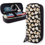 Trousse a crayons en cuir durable avec fermeture eclair motif chat noir assis sur un croissant de grande ...