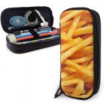 Trousse a crayons en cuir durable avec fermeture eclair motif dinosaures vert / rose