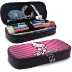 Trousse a crayons en cuir avec fermeture eclair motif hello kitty