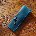 Trousse a crayons en cuir group avec corde d'attache, sacs de rangement rtro, cadeau fait a la main, ...